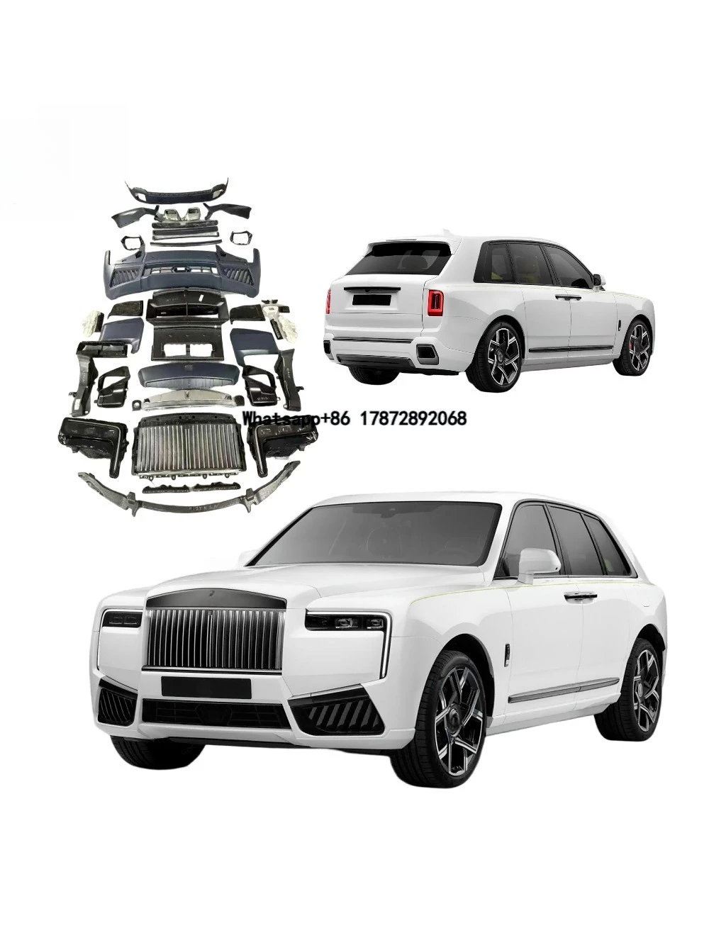 Bodykit for Cullinan 2018-2024 Facelift to 2025 Style OEM Grade Quality PP Bodykit Front Bumper with LED Headlight Plug and Play