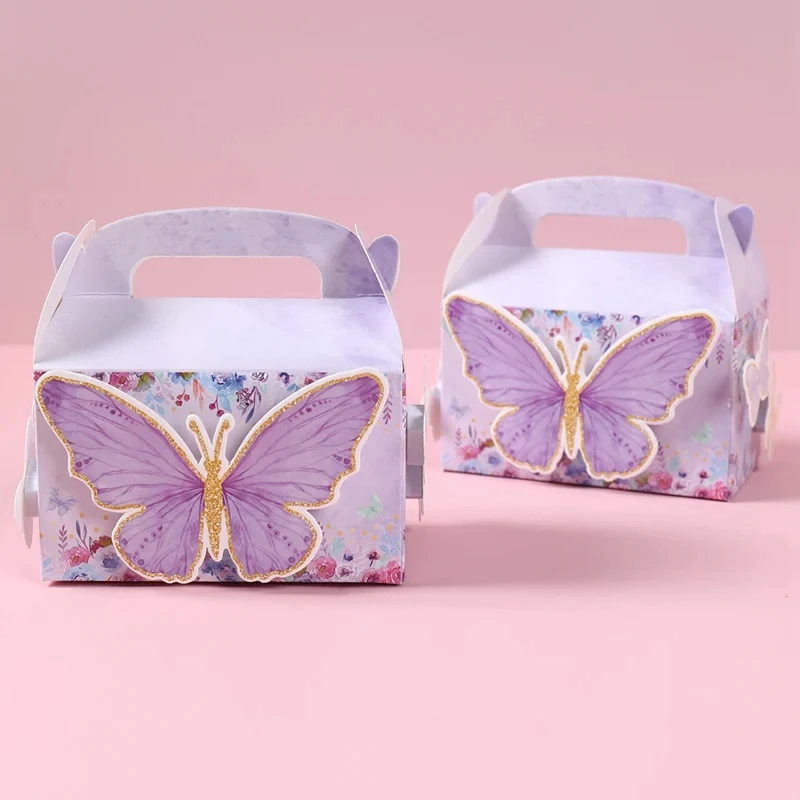 Farfalla Party valigia Candy Gifts Bags sacchetto di imballaggio per biscotti Happy Birthday Party Decor Kids Baby Shower Girl ButterflySupplies