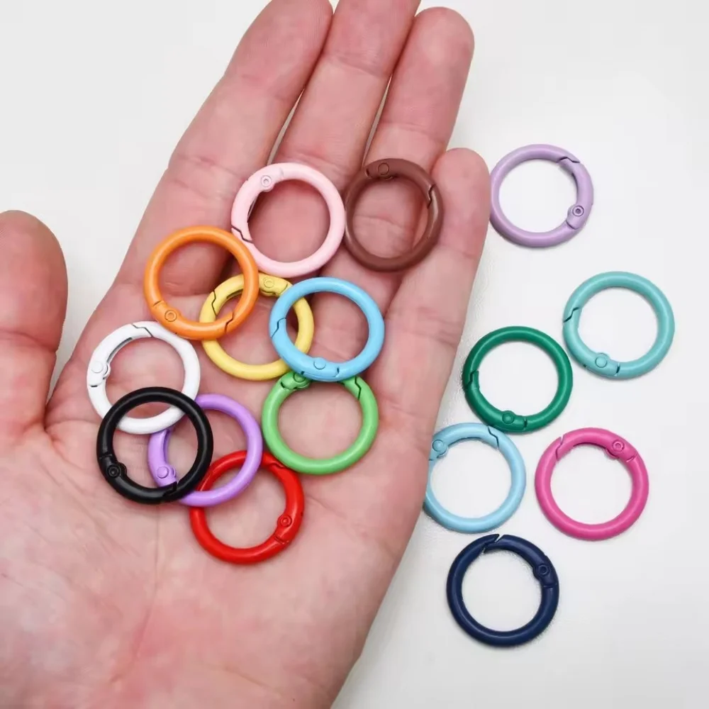 10Pcs 24mm Alloy Trigger Round Snap Buckle Spring Keyring Buckle Snap Hook O Ring Buckle for Keychain Bag Purse DIY Accessory