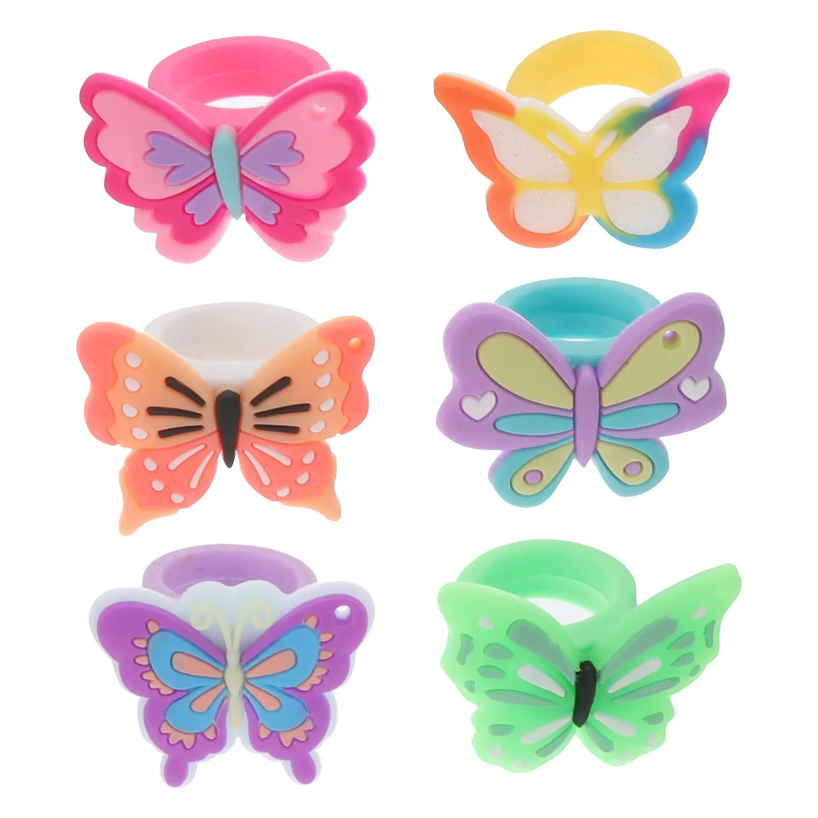 

12 Pcs Butterfly Rings Kids Gifts Cute Small Birthday Party Favors Toddler Toys Girls Cartoon Rings Safe Comfortable