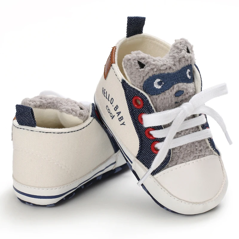 Neue, modische High-Top-Sneaker für Jungen, Mädchen, mit Cartoon-Motiven, lässig, weicher Stoffsohle, rutschfest, ideal als erste Schuhe zum Laufenlernen. – Detail 4
