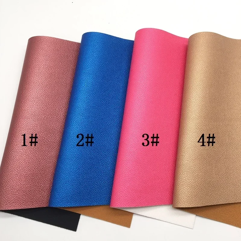 Onefly Wholesales Dropshipping Pearlized Metallic Litchi Synthetic Faux Vinyl Fabric Leather Sheets For Bow DIY  FZ110