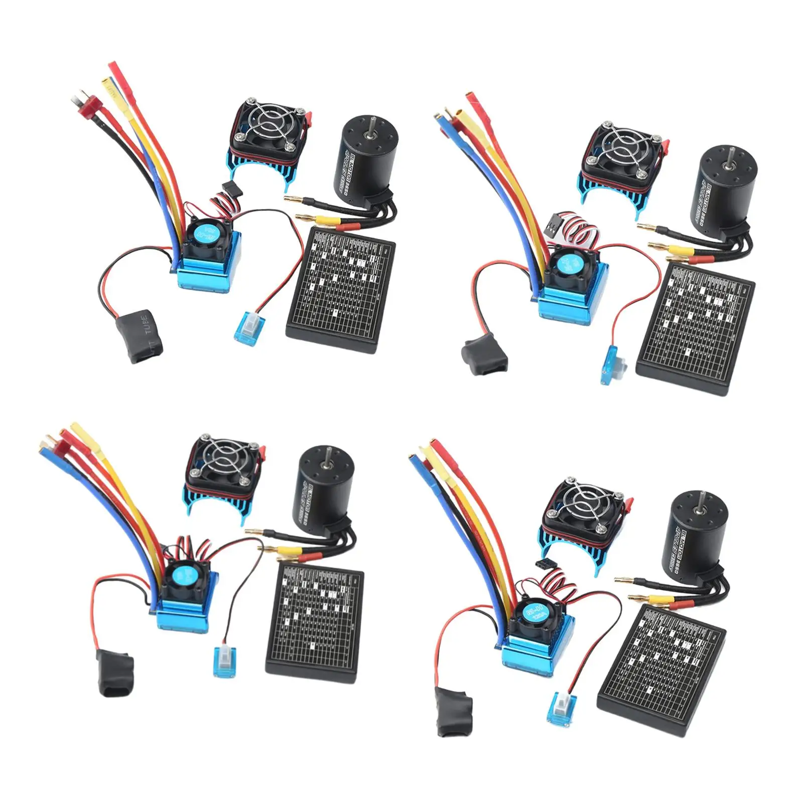 Combo Motore Brushless RC in Metallo 4300KV con ESC, Dissipatore di Calore e Scheda di Programmazione per Auto/Barca RC 1:8 1:10 Off/On-road Monster