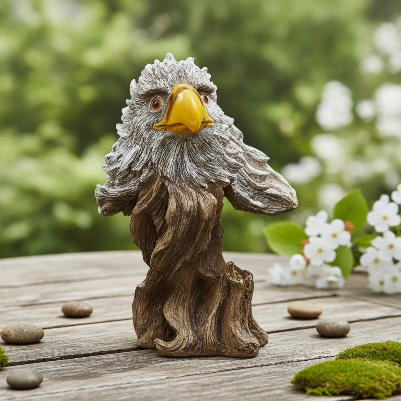 Brown and Gray Owl Statue Natural Finish Resin Carved Owl Figurine for Bedroom Shelf Animal Decoration