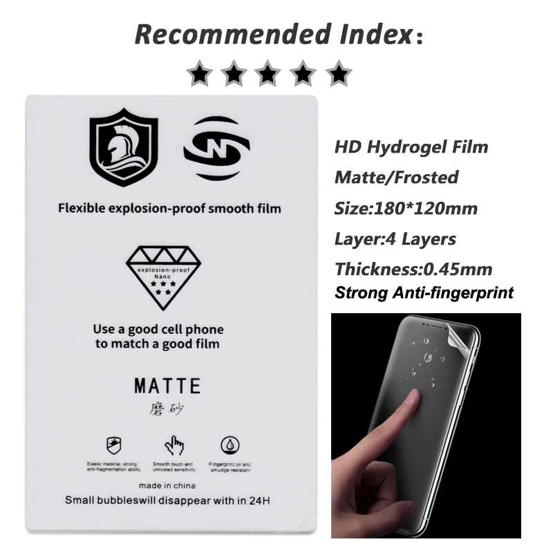 Vormir Matte Frosted Hydrogel Movies Sheet Anti-fingerprint Screen Protectors for Cellphone Gaming Film for iPhone Skin Machine