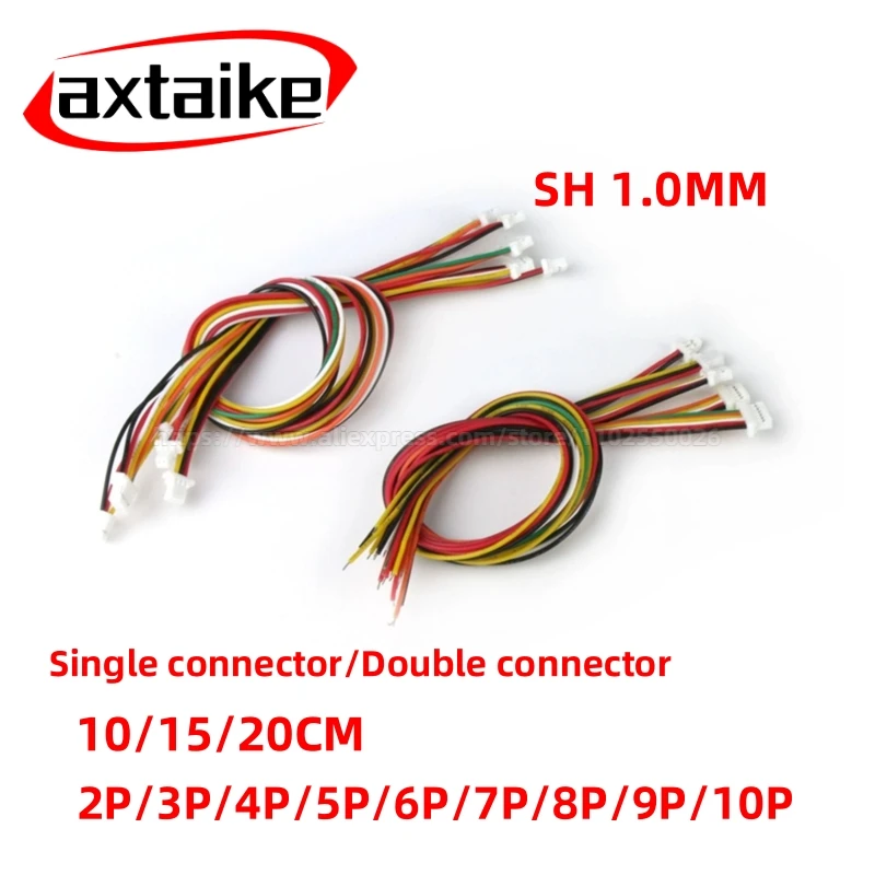 

5PCS JST SH SH1.0 2P 3P 4P 5P 6P 7P 8P Connector 1.0mm Pitch 10/15/20cm Cable with Single/Double