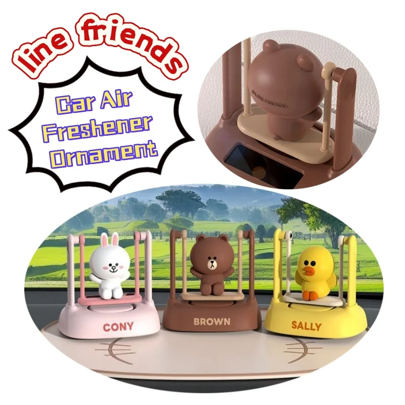 

New Line friends Brown Cony Sally High Color Value Creative Joker Solar Car Swing Decoration Aromatherapy Desktop Fun Ornaments