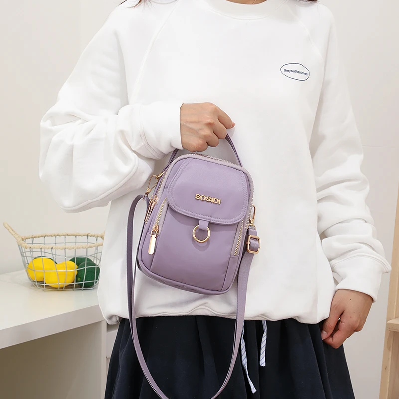 Leichte Damen-Umhängetasche aus Nylon, mehrfarbig, lässige Schultertasche, kompakte, stilvolle Handtasche für Arbeit, Reisen und den täglichen Gebrauch – Detail 15