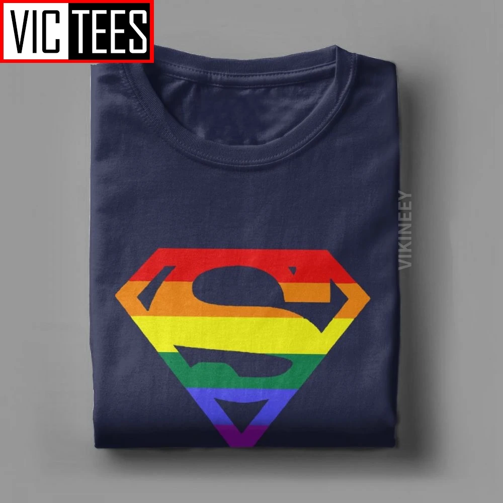 Freddo Super Queer T-Shirt Uomo Girocollo In Cotone T Shirt Arcobaleno Gay Pride Lesbica LGBTQ LGBT di Grandi Dimensioni Vestiti