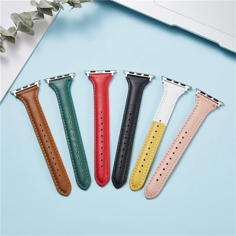 

Unique Exquisite Genuine Leather Watchband For Apple Watch 6 SE 5 4 3 Women Bracelets 38mm 40mm 42mm 44mm Straps For Iwatch