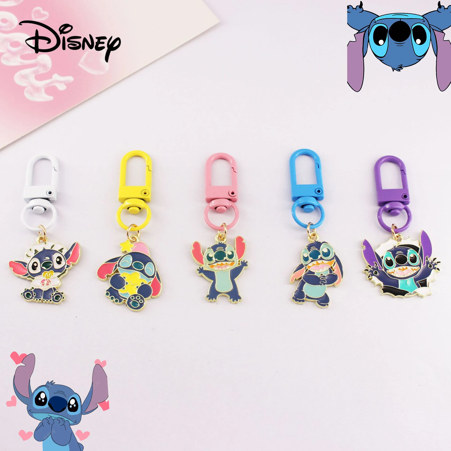 

Disney Stitch Cute Keychain Lilo & Stitch Anime Keychain Key Ring Backpack Pendant Decoration Car Keychain Llavero Gift for Girl