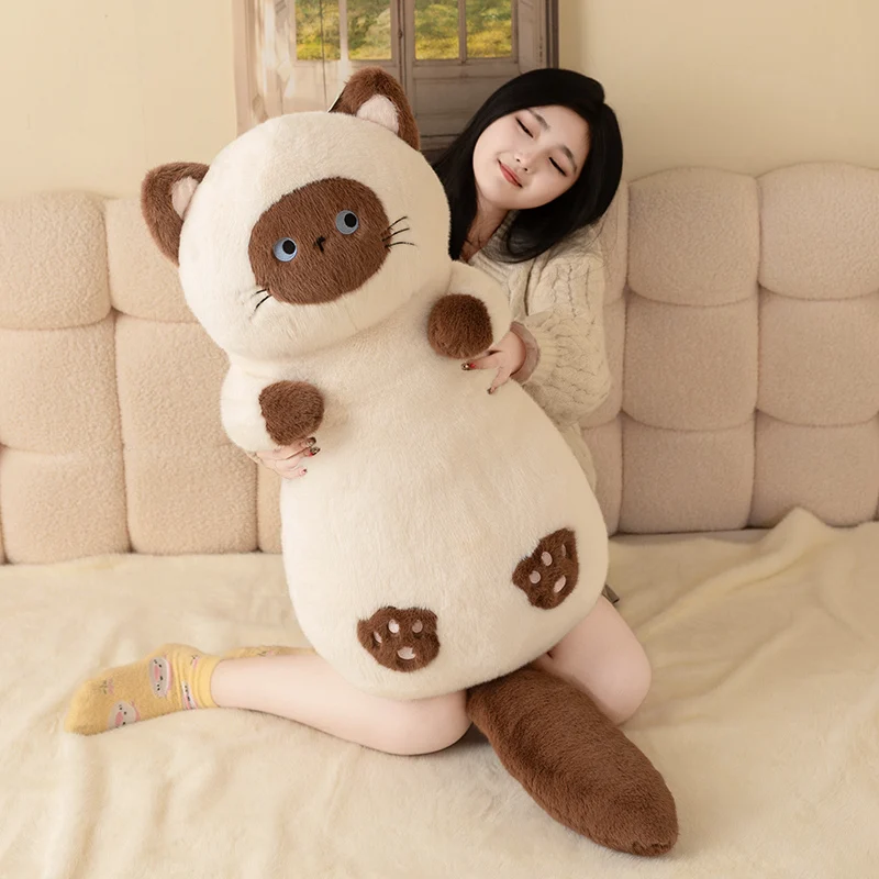 

Adorable Sweet Cat Plush Toys Fluffly Stuffed Animals Soft Fat Round Kitten Dolls for Girls Gifts Home Decor