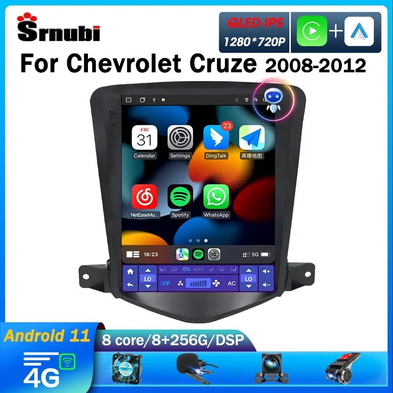 

Srnubi 2Din Android 11 автомобильное радио для Chevrolet Cruze 2008 - 2012 мультимедийный плеер GPS Carplay Авто Стерео Тесла стиль головное устройство