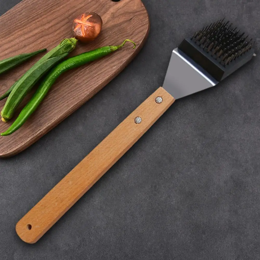 Grill Brush Stainless Steel Barbecue Brush With Reinforced Wooden Handle Grill Scraper For Home Kitchen Picnic Outdoor 그릴 스크레이퍼