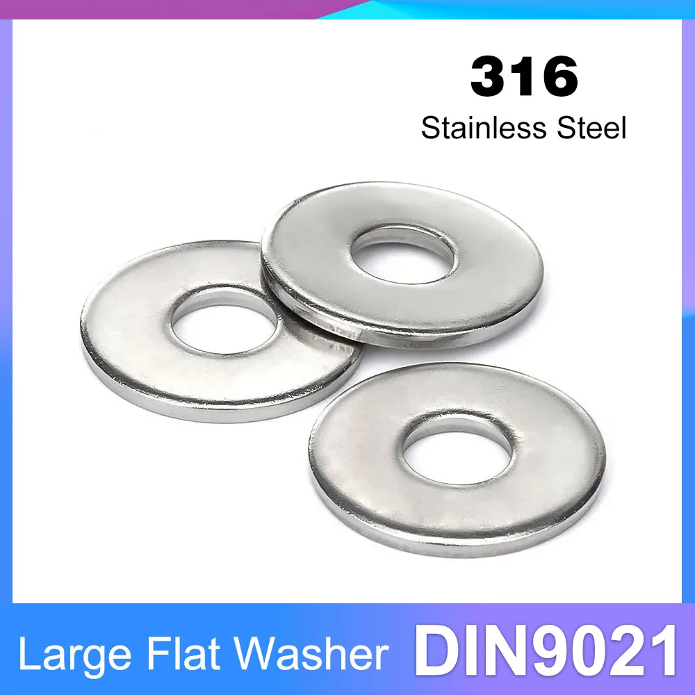 Arandela plana grande A4 DIN9021 de acero inoxidable 316 para tornillos y pernos M3 M4 M5 M6 M8 M10 M12 M14, accesorios de ferretería