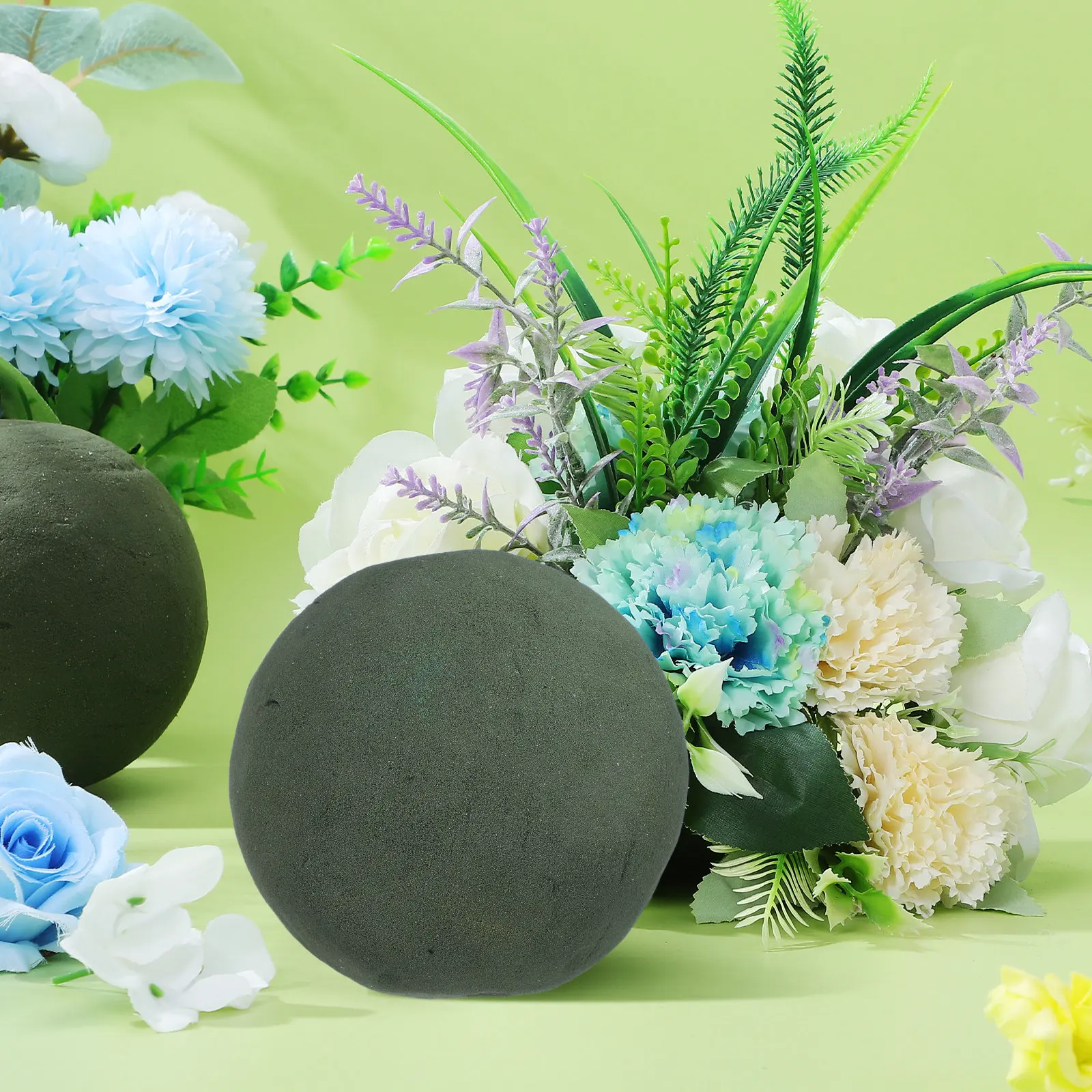 2 Bolas de Espuma Floral Verde, Flores Simuladas para Decoración de Bodas, Material Duradero, Esfera Absorbente de Agua, Ramo, Manualidades, Jardinería