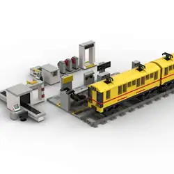 MOC Model Urban Subway Security Inspection System Building Blocks Bricks Decoration Baggage Screening Machine Toys for Children