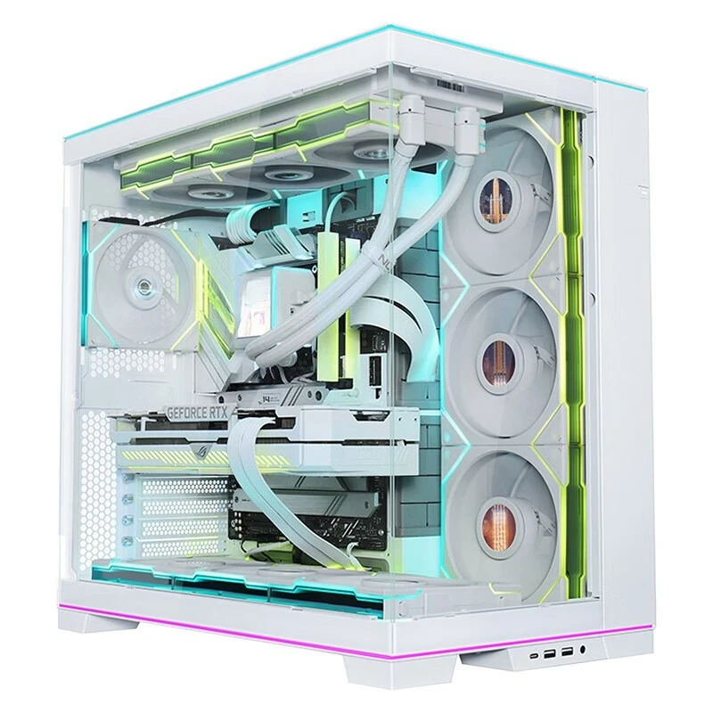 White/black, computer sea view room chassis, dual ARGB light bars