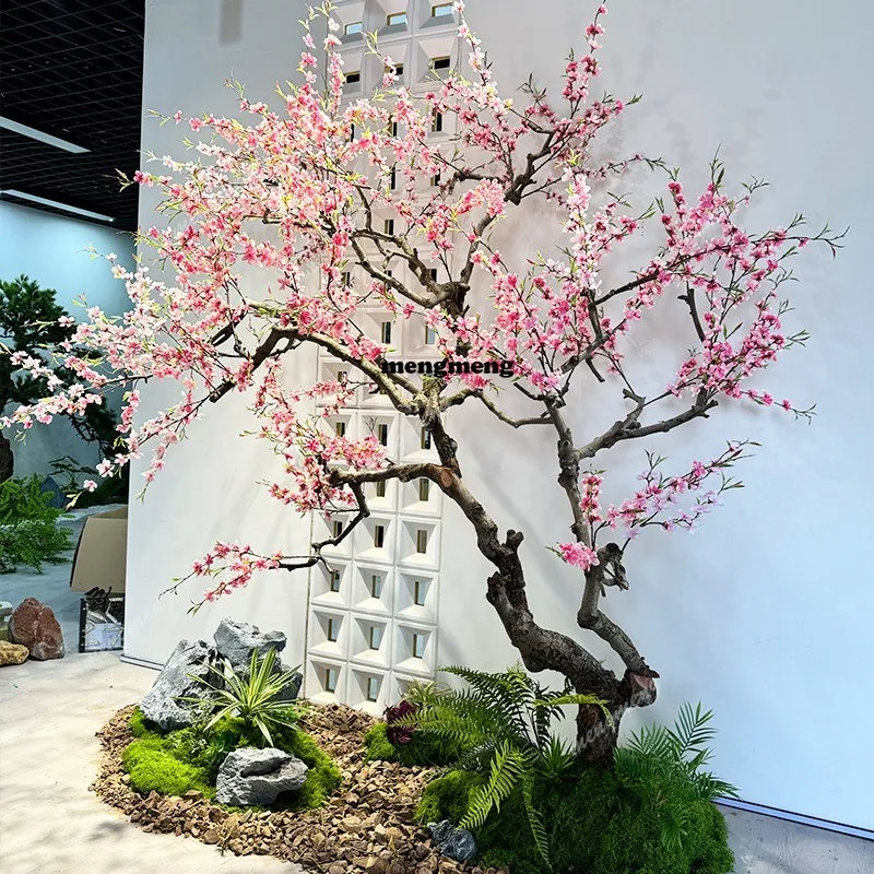Simulation peach blossom tree type fake cherry blossom tree landscaping festival new year wish flower tree decoration