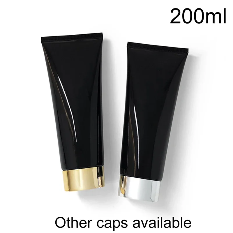 

Empty 200g Soft Tube Facial Cleanser Cream Shampoo Body Gel Lotion Squeeze Bottle 200ml Black Plastic Cosmetic Container 7oz