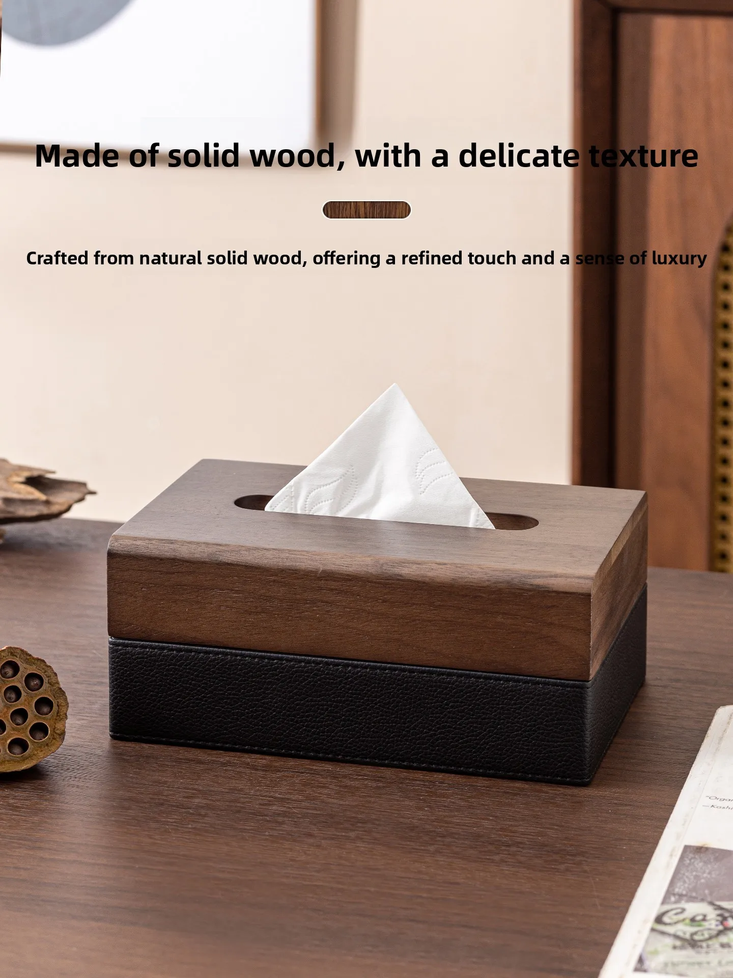 

Деревянная коробка для салфеток из орехового дерева, креативная, для дома, гостиной, настольная, пыле- и водонепроницаемая, прямоугольная