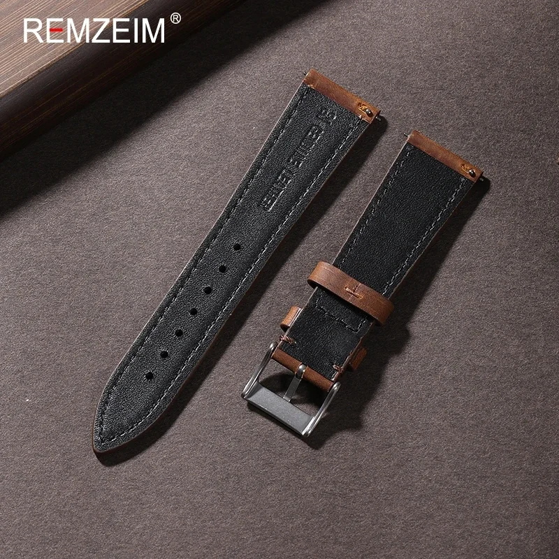 18mm 19mm 20mm 21mm 22mm Quick Release Leather Watch Strap Soft Retro Vintage Universal Leather Bracelets Wristband Men Women