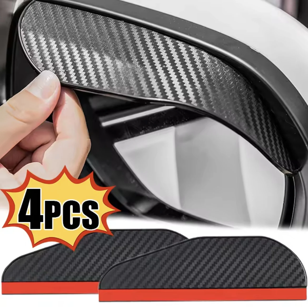 2/4PCS Protetor de Chuva para Retrovisor de Carro em Fibra de Carbono, Acessório Universal para Carro