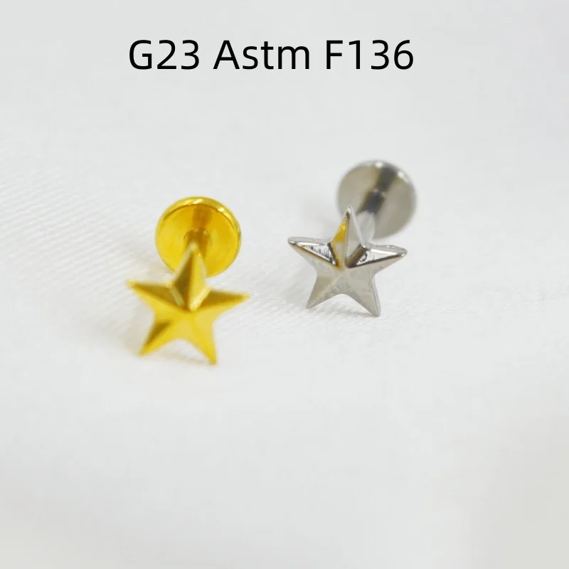 

10pcs Body Jewelry 16G Star G23 Titanium Astm F136 Lip Labret Bar Ear Helix Tragus Rook Bar Stud Body Piercing Jewelry NEW