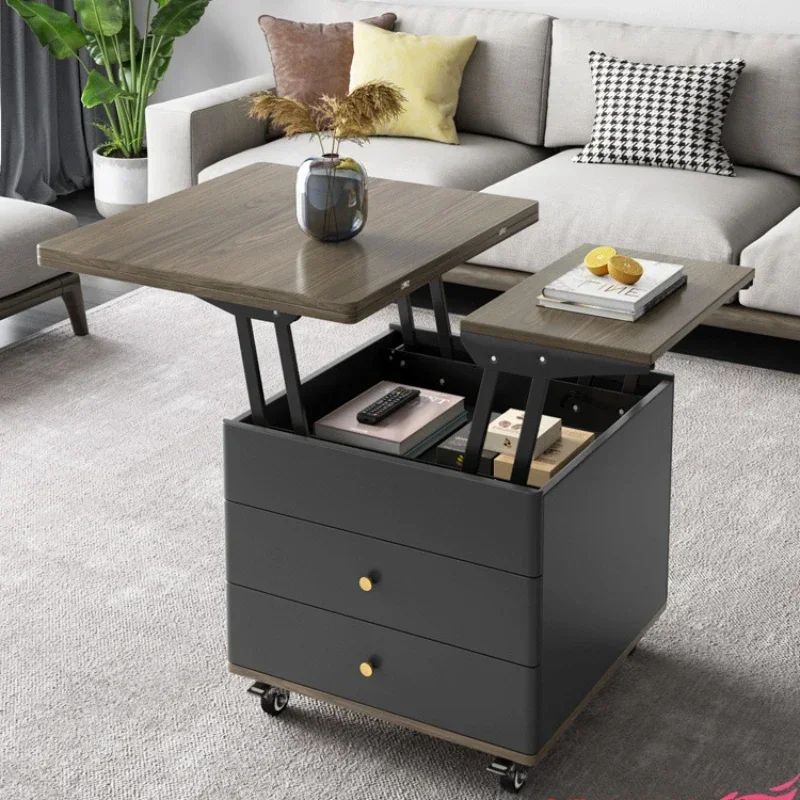 

Small Apartment Lifting Coffee Table Dual-Use Simple Living Room Unique Home Retractable Folding Table Multi-Function