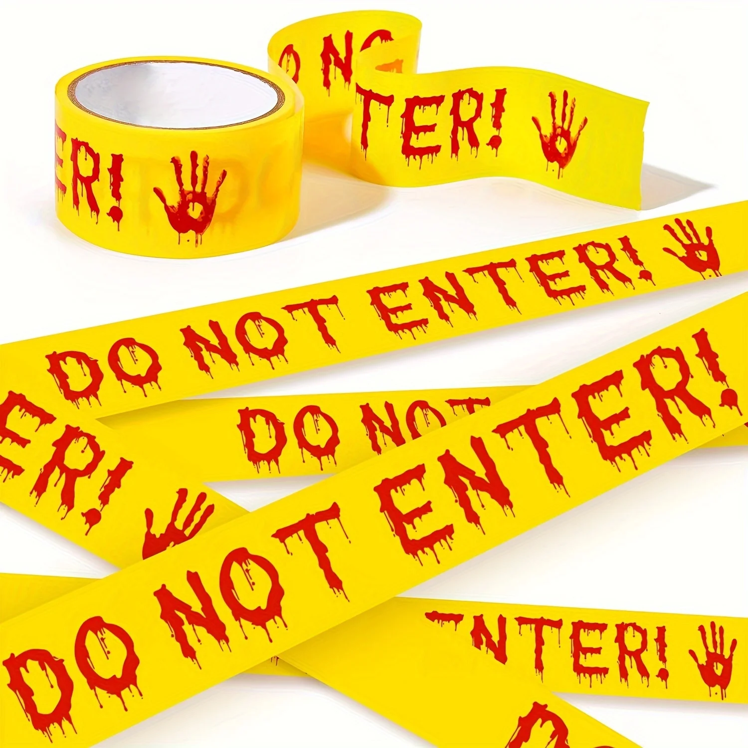 Halloween Caution Tape Bloody Handprints 25m Plastic Warning Ribbon for Horror Party Decoration Zombie Scare Barrier Decor