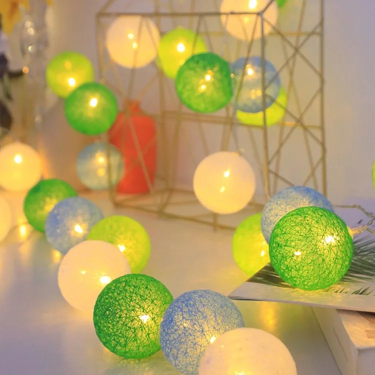 

Светодиодные гирлянды-шарики из хлопка 4 см, на батарейках, для улицы, сада, Рамадана, спальни, свадьбы, Дня святого Валентина