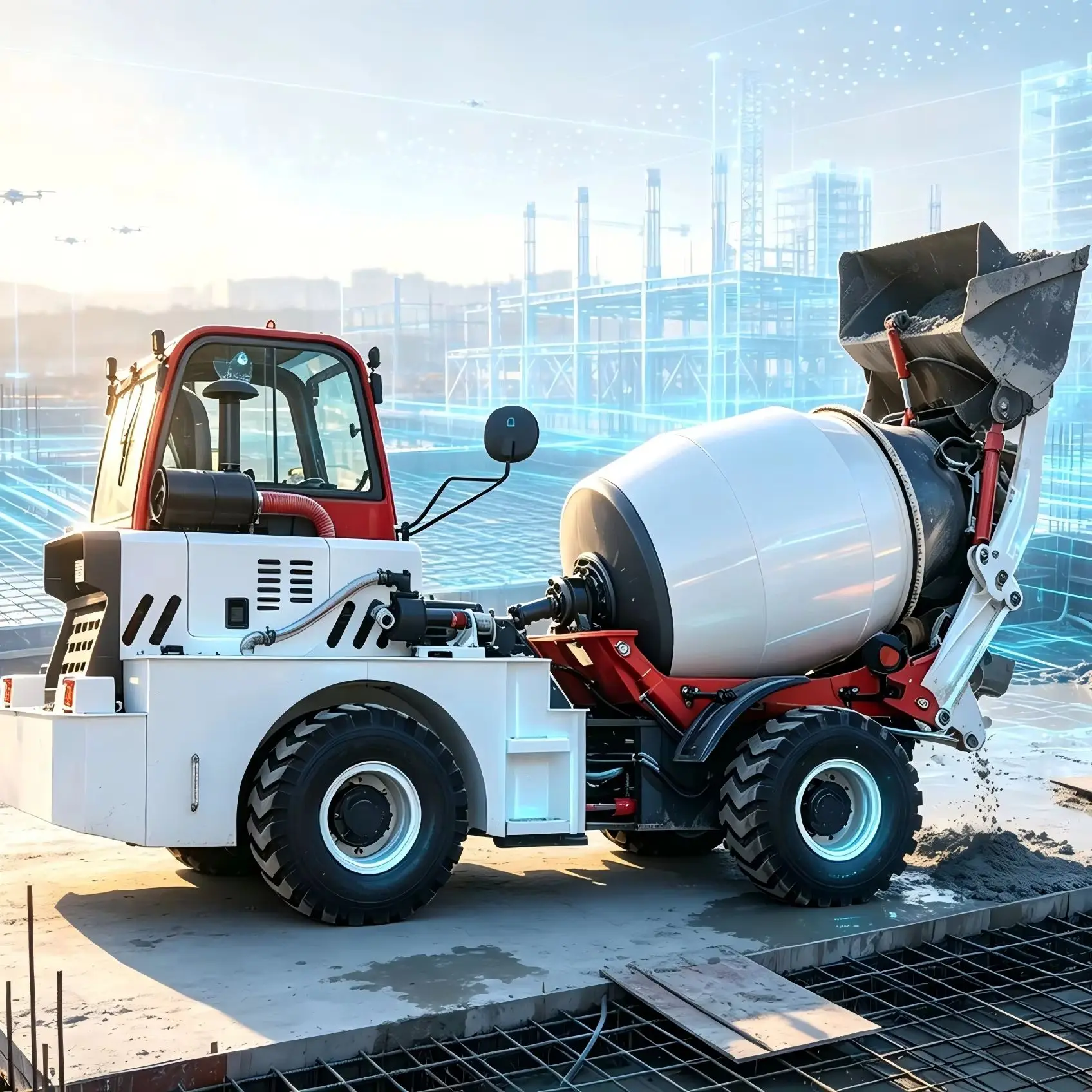 Strong power output Shock-absorbing driving seat concrete mixer mini concrete mixer compact concrete mixer