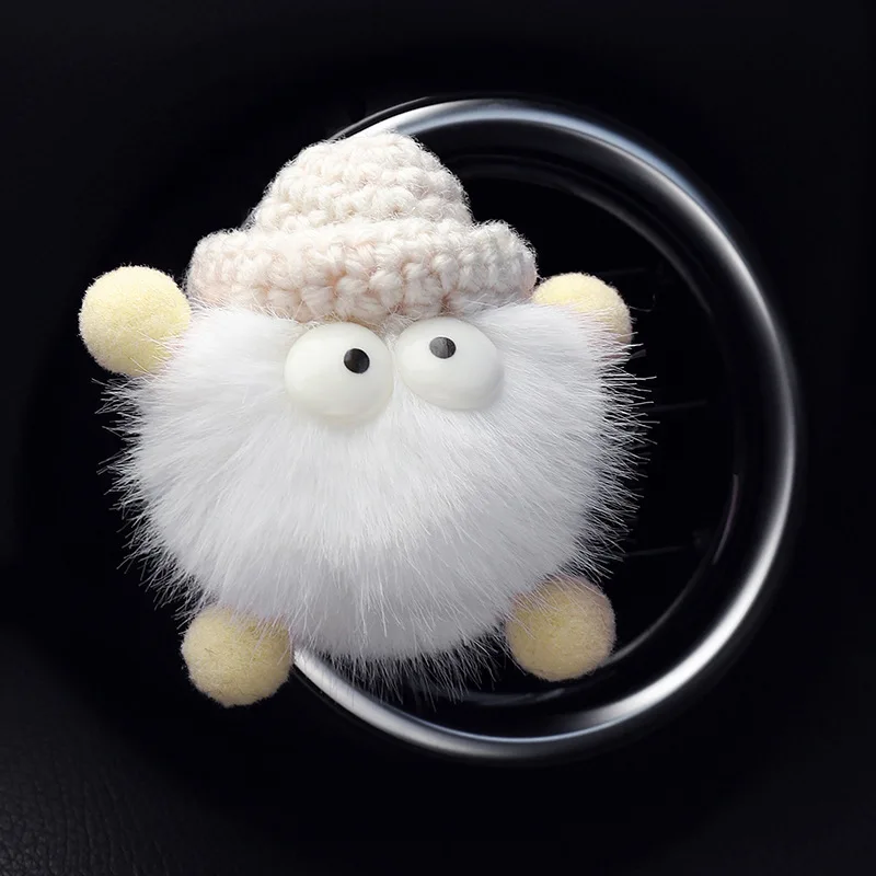 Cute Mink Fur Little Coal Ball Car Vent Fragrance Ornament Cartoon Auto Interior Aroma Diffuser Decor Accessories