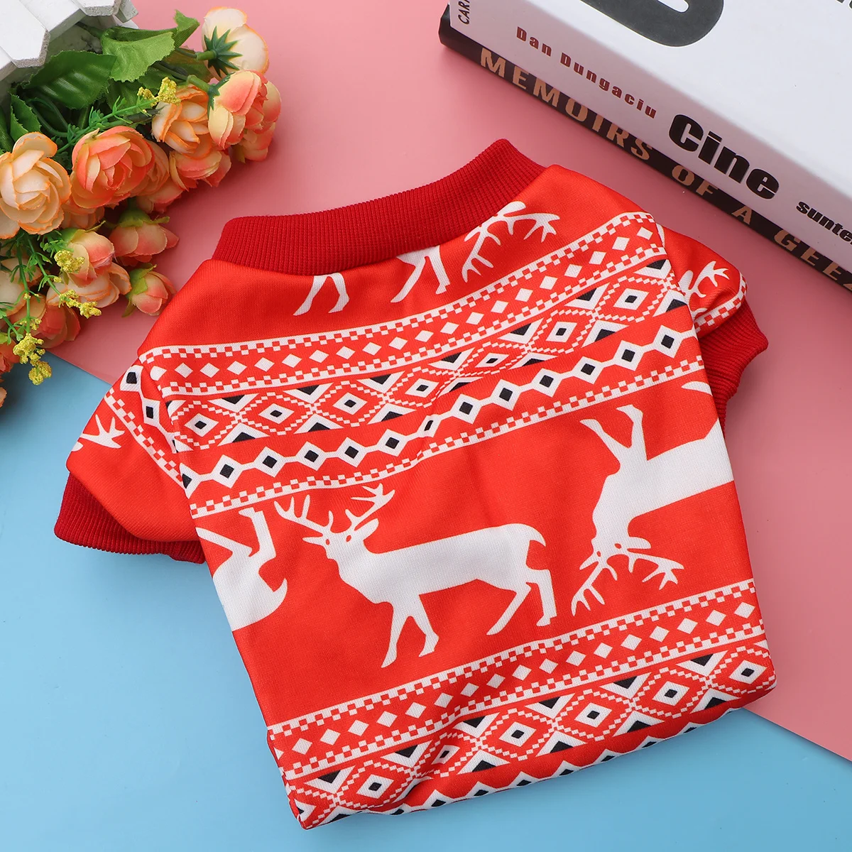 

Red Size L Dog Clothes Warm Elk Pattern Coat Puppy Christmas Pet Party Costume Outdoor Activity Dog Clothes Pet Party Costume