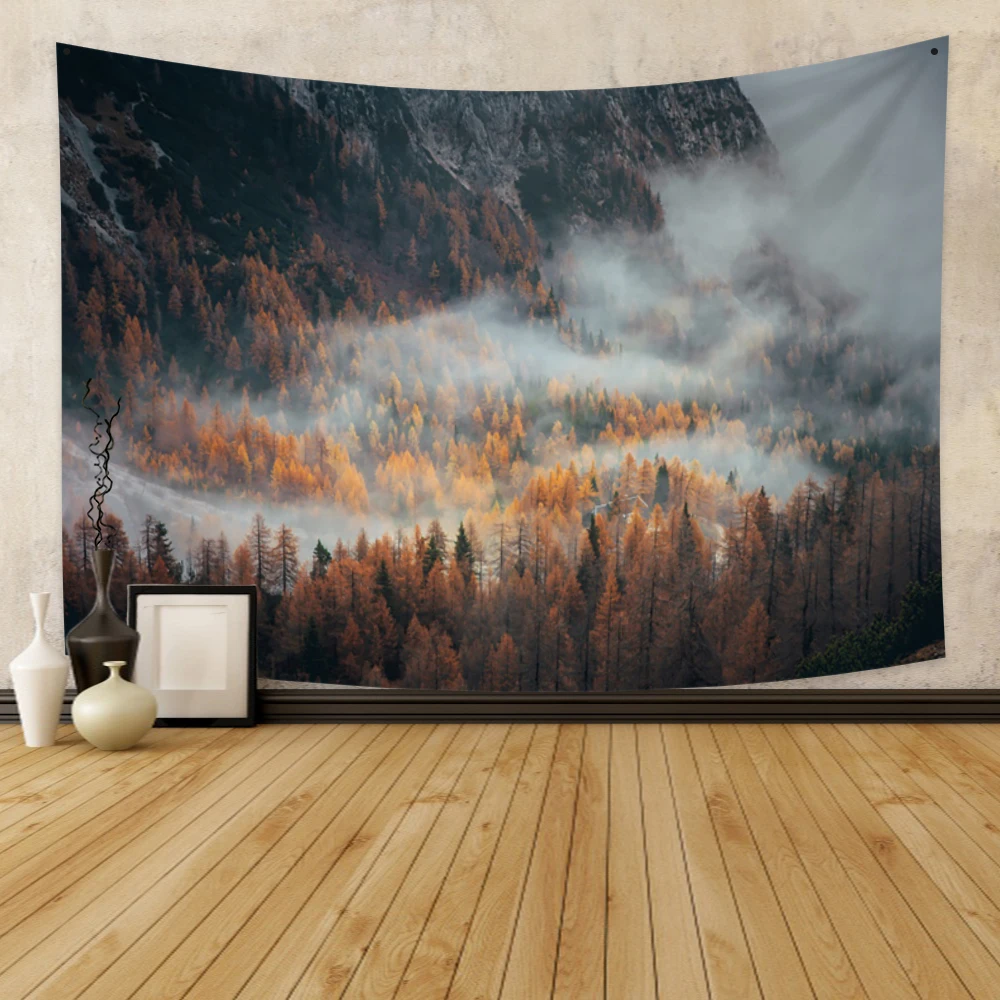 Misty Forest Natural Landscape Blankets  Travel  Mattresses Sleeping Pads Wall Hangings tapiz