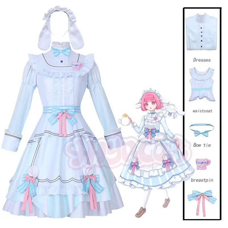 

6PCS Ootori Emu Cosplay Anime Project Costume Headwear Women Men White Dress Vest Prop Set Halloween Party Outfit Woman