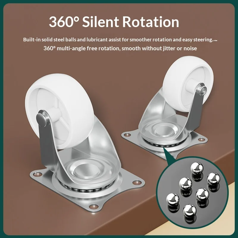 Silent Furniture Universal Wheel Load-Bearing Flat-Type Caster with Brake 1.5-Inch 2-Inch Industrial Wheel Diamond