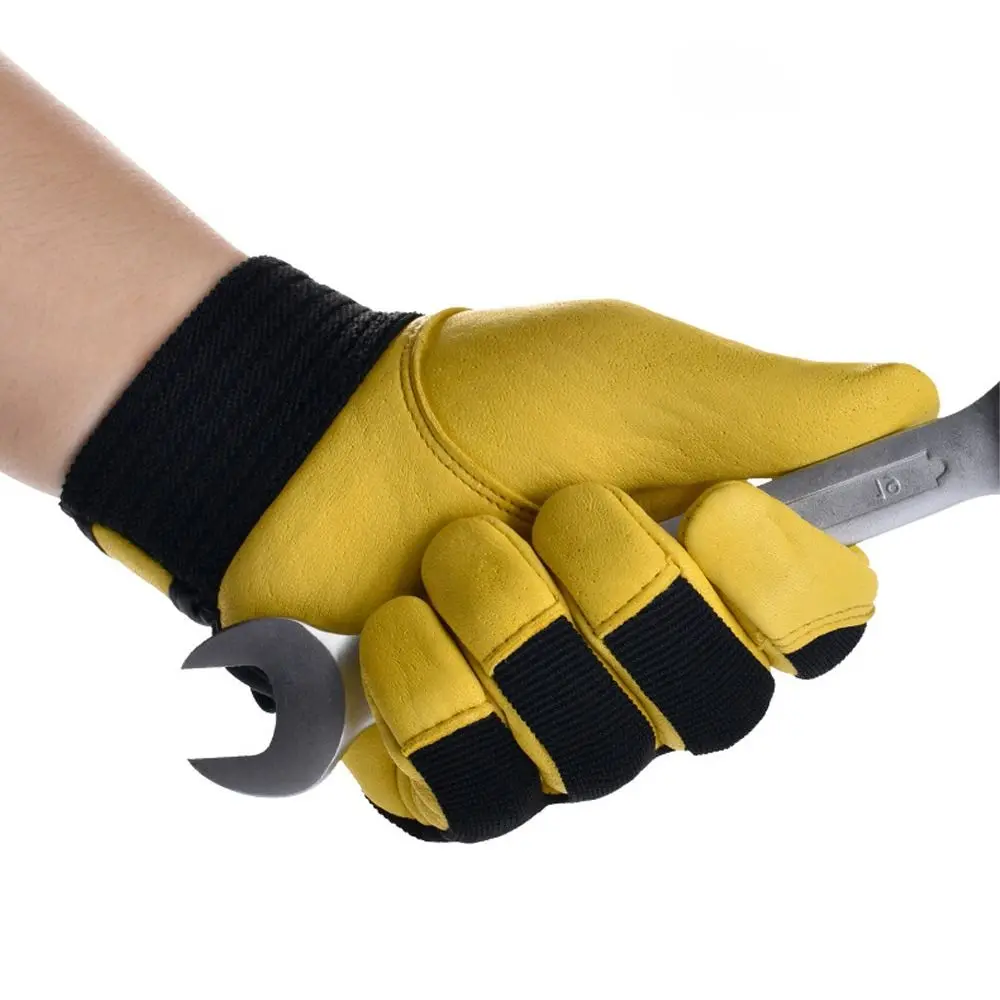 Practical Thickened Labor Insurance Gloves Flex Grip Wear-Resistant Leather Work Gloves Comfortable Safety Gloves Machine Repair