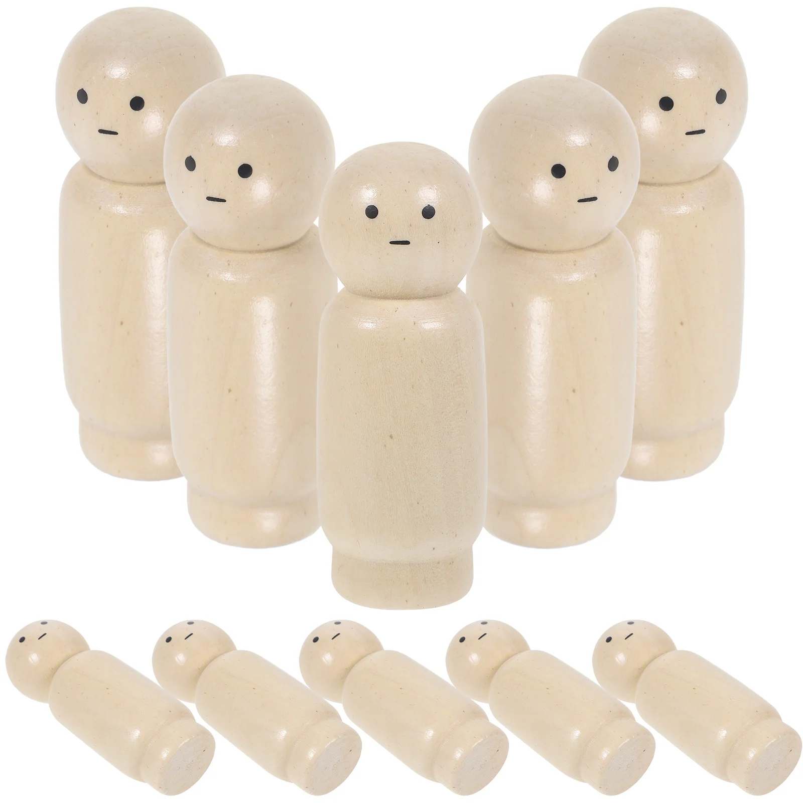 

10 Pcs Painted Wooden Figure Ornament Peg Dolls Unfinished Unpainted Graffiti