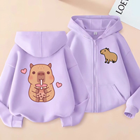 Funny Kids Capybara Zip Up Hoodie Children's Hoodie Zipper Children Capibara Sweatshirt Manga Clothes Kid Girl Boy Top Hoody