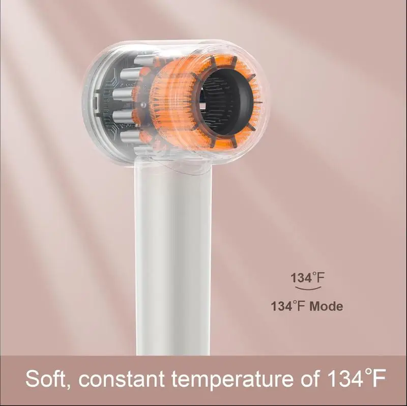 Pengering Rambut Ion Negatif Motor Tanpa Sikat 1400W Pengering Rambut Kecepatan Tinggi 3 Kecepatan 4 Temperatur Pengering Rambut untuk Perjalanan Rumah Salon Putih