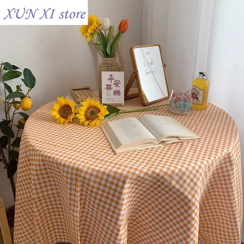

New Korean Table Cloth Simple Plaid Tablecloth Fresh Dressing Table Dustproof Cloth Rectangle Photo Background Cloth Home Decor