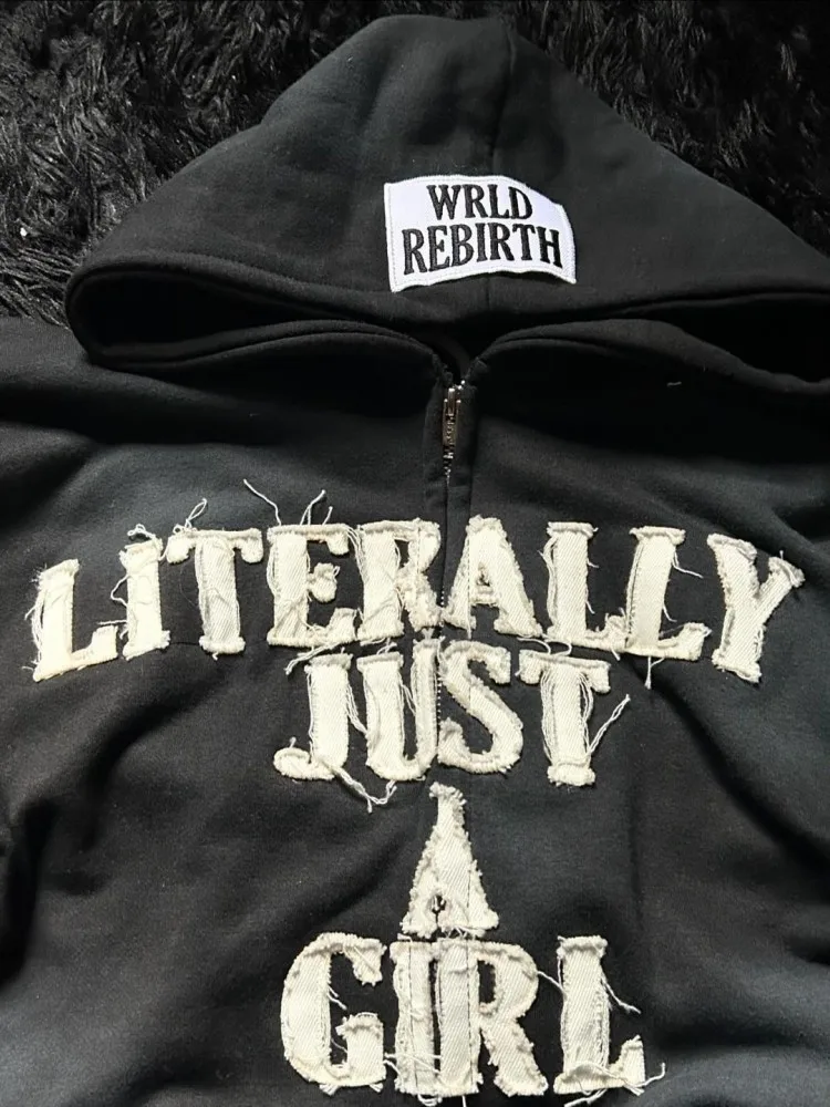 

Europese en Amerikaanse stijl cross-border jas met gedrukte letters, gedragen, gewassen, casual, los sweatshirt met capuchon
