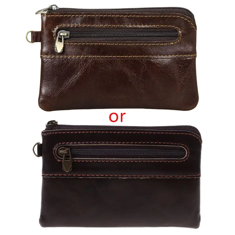 Dompet Koin Ramping Kulit Sapi Dompet Koin Wanita Ritsleting Pria Tempat Kartu Dompet