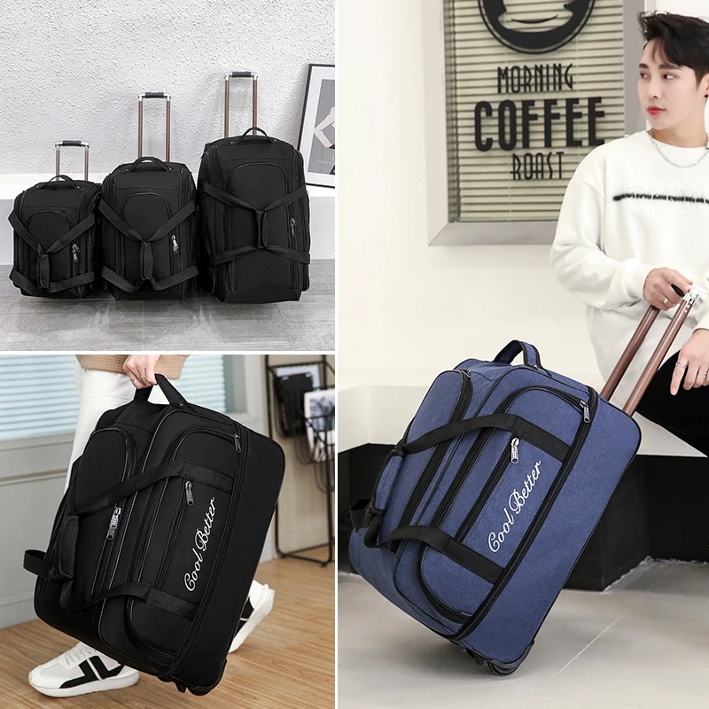 2023 Travel Trolley Bag for Men - Large Capacity Wheeled Backpack, 10kg Carry-on Luggage, Unisex Waterproof Design for Outdoor