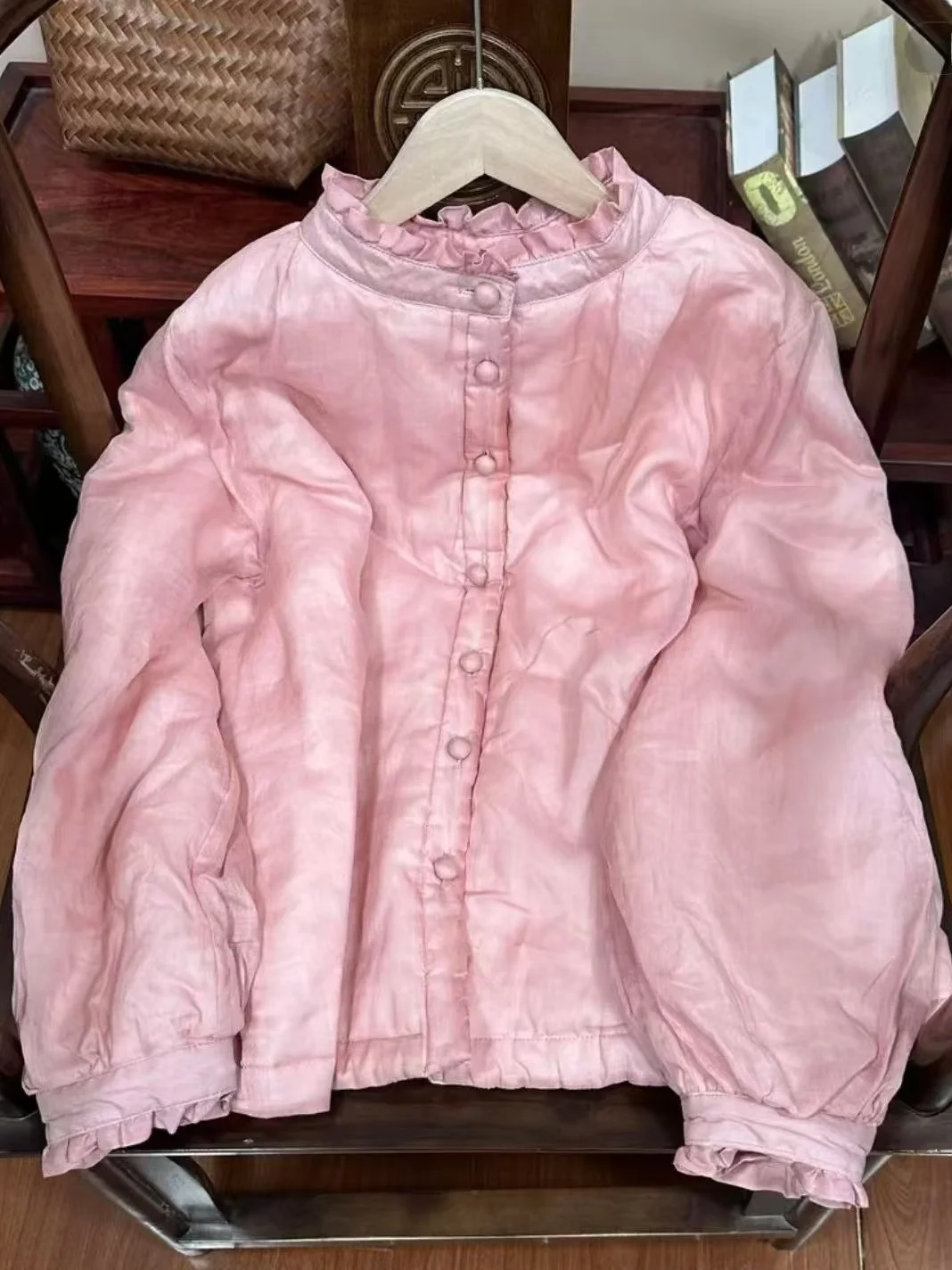 

Thiened Cotton Blend Lightweight Winter Coat Women's Inner Wear Floral Collar Cotton Clothes Thin Cotton Flannel Winter Jaet