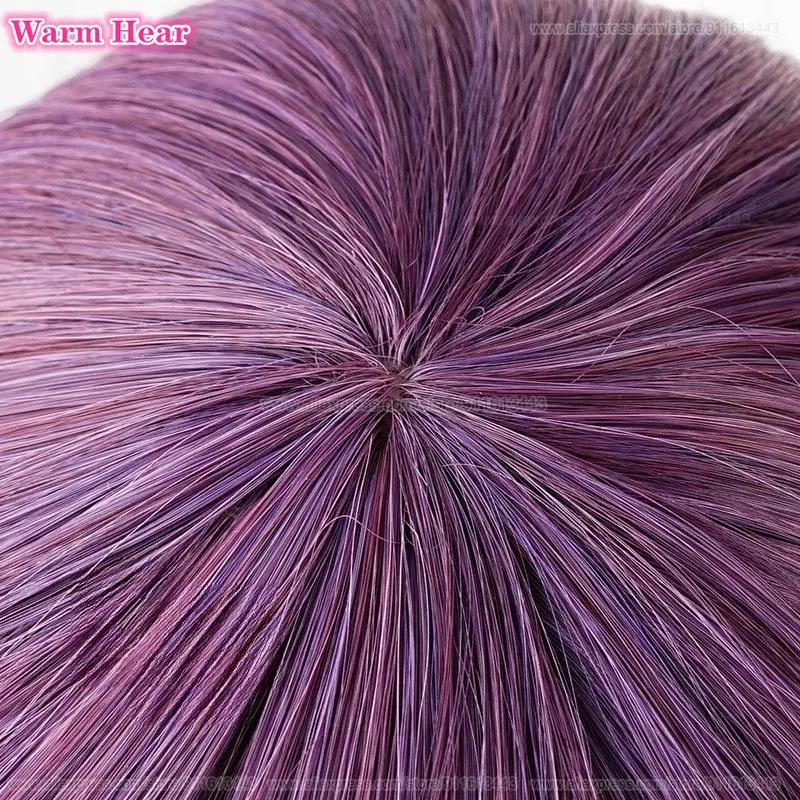 COS Reze الاصطناعية طويلة 45 سنتيمتر الأرجواني تأثيري أنيمي و المختنق مقاومة للحرارة الشعر هالوين شعر مستعار للحفلات + غطاء شعر مستعار