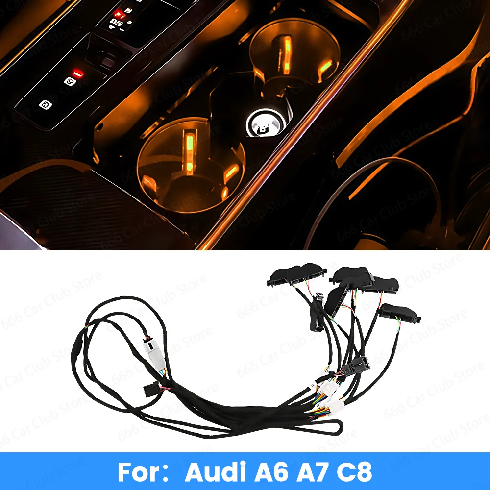 

LED Cup Holder Light for Audi A6 C8 A7 A8 Q7 Q8 2019-2023 Interior Car Accessory Easy Install Ambient Lighting