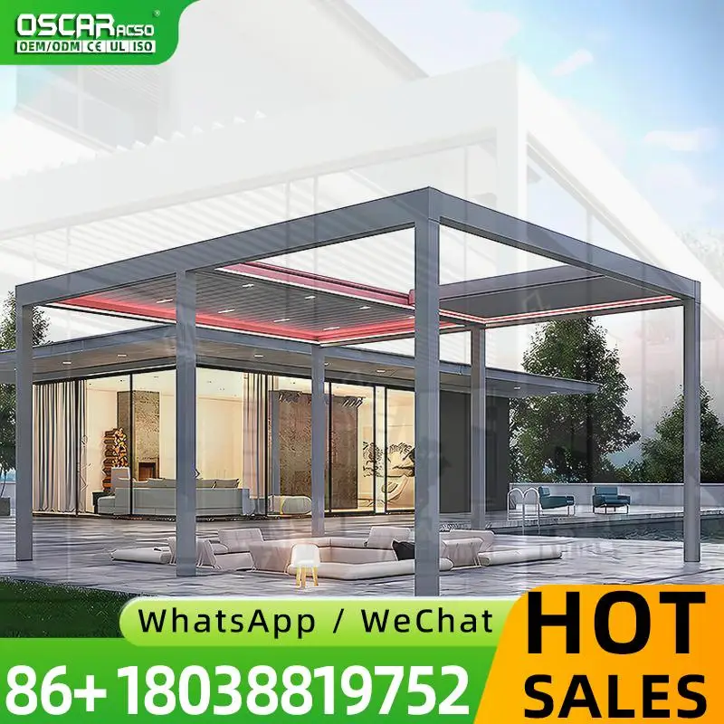 Opening Louver Retractable Roof Canopy Patio Rainproof Movable Aluminum Pergola 4x6 Customized Bioclimate Function Features Inno