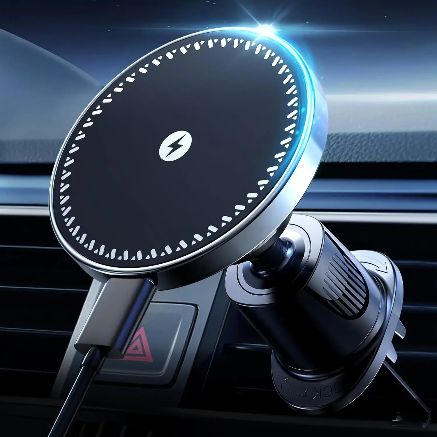 UYUXIO Magnetic Wireless Car Phone Charger Adapter 15W Air Vent Magnetic Car Phone Holder for iPhone 16 15 14 13 12 Pro Max Plus